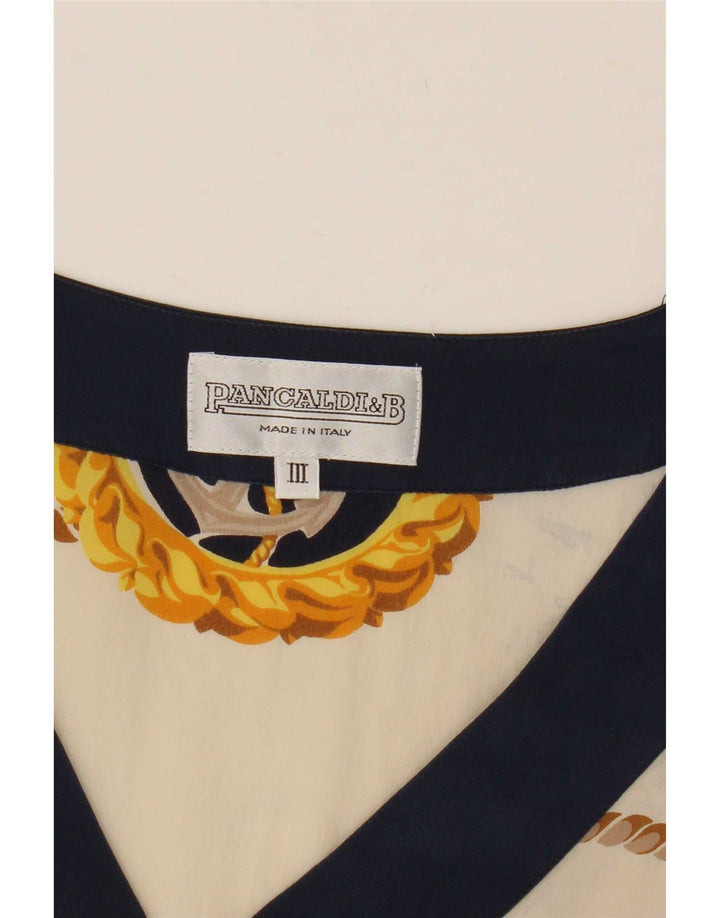 Pancaldi & B Chemisier graphique pour femme UK 12 Medium Off White