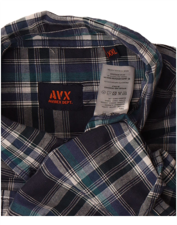 Avirex Chemise à manches courtes pour homme 2XL en coton à carreaux bleu marine