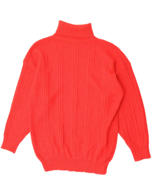 vintage Mens Roll Neck Jumper Pull XL Rouge Acrylique
