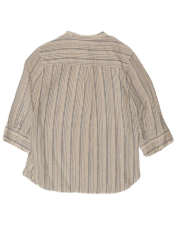 Benetton Chemisier à manches 3/4 pour femme UK 6 XS Blanc rayé