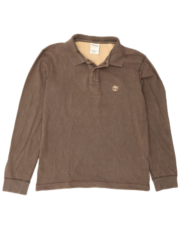Timberland Polo de rugby à manches longues pour homme, coupe régulière, marron moyen