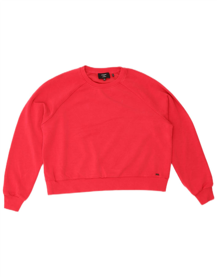 Superdry Femme Crop Oversize Sweatshirt Jumper UK 8 Petit Rouge Polyester