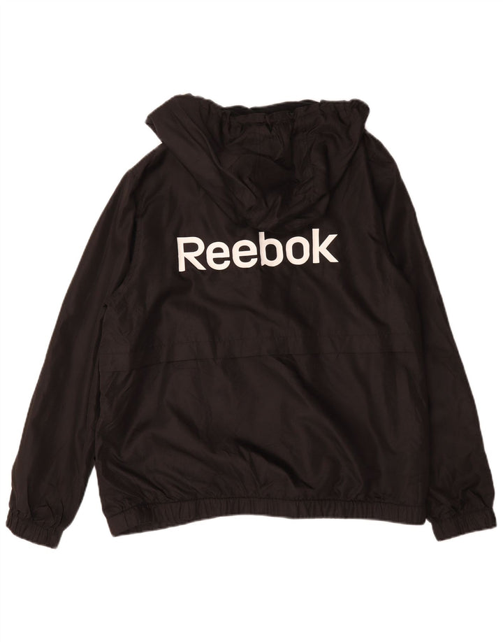 Reebok Veste bomber à capuche pour homme UK 40 Large Noir Polyester
