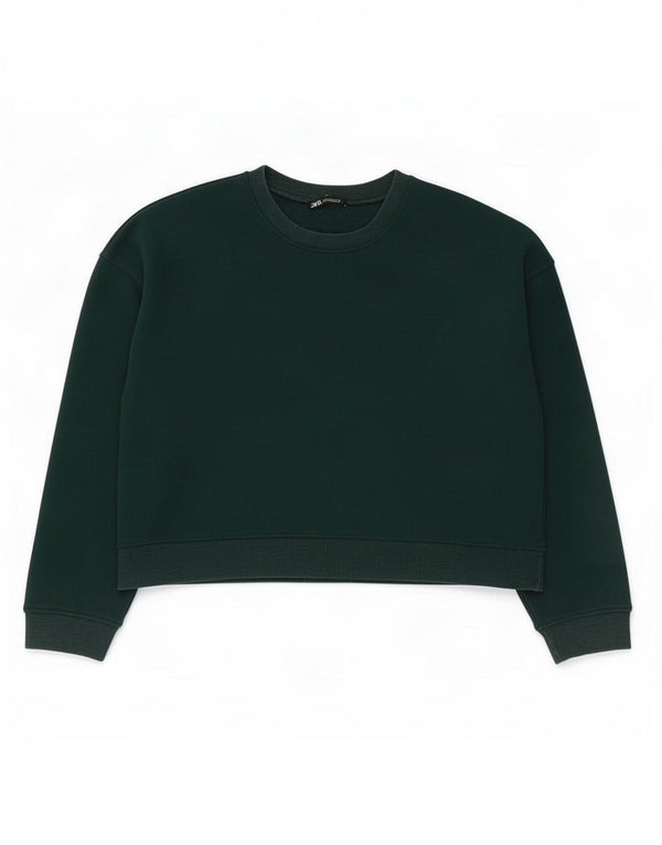 Zara Womens Crop Sweatshirt Jumper UK 16 Grand Coton Vert