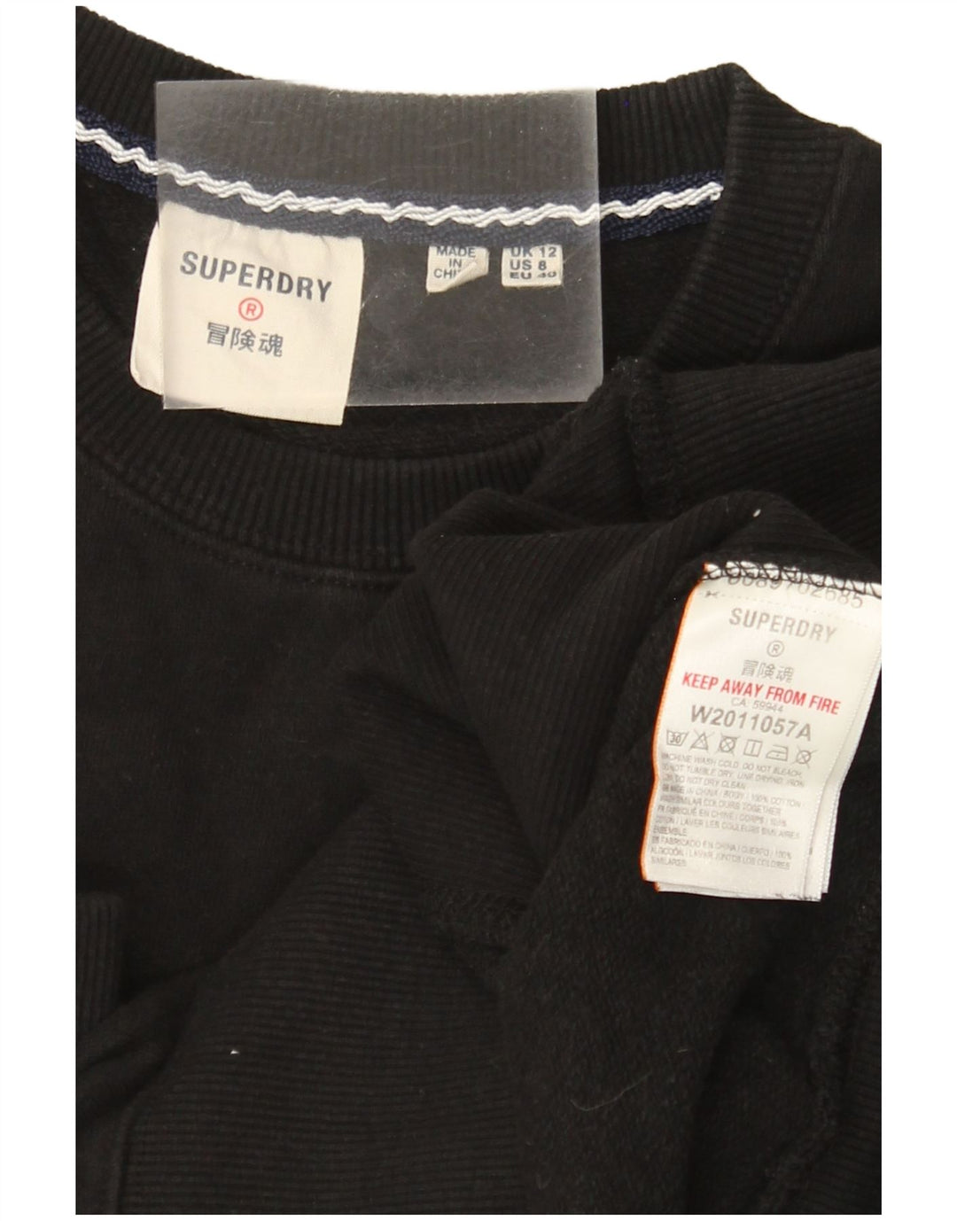 Superdry Sweat-shirt graphique pour femme UK 12 Noir moyen Colourblock