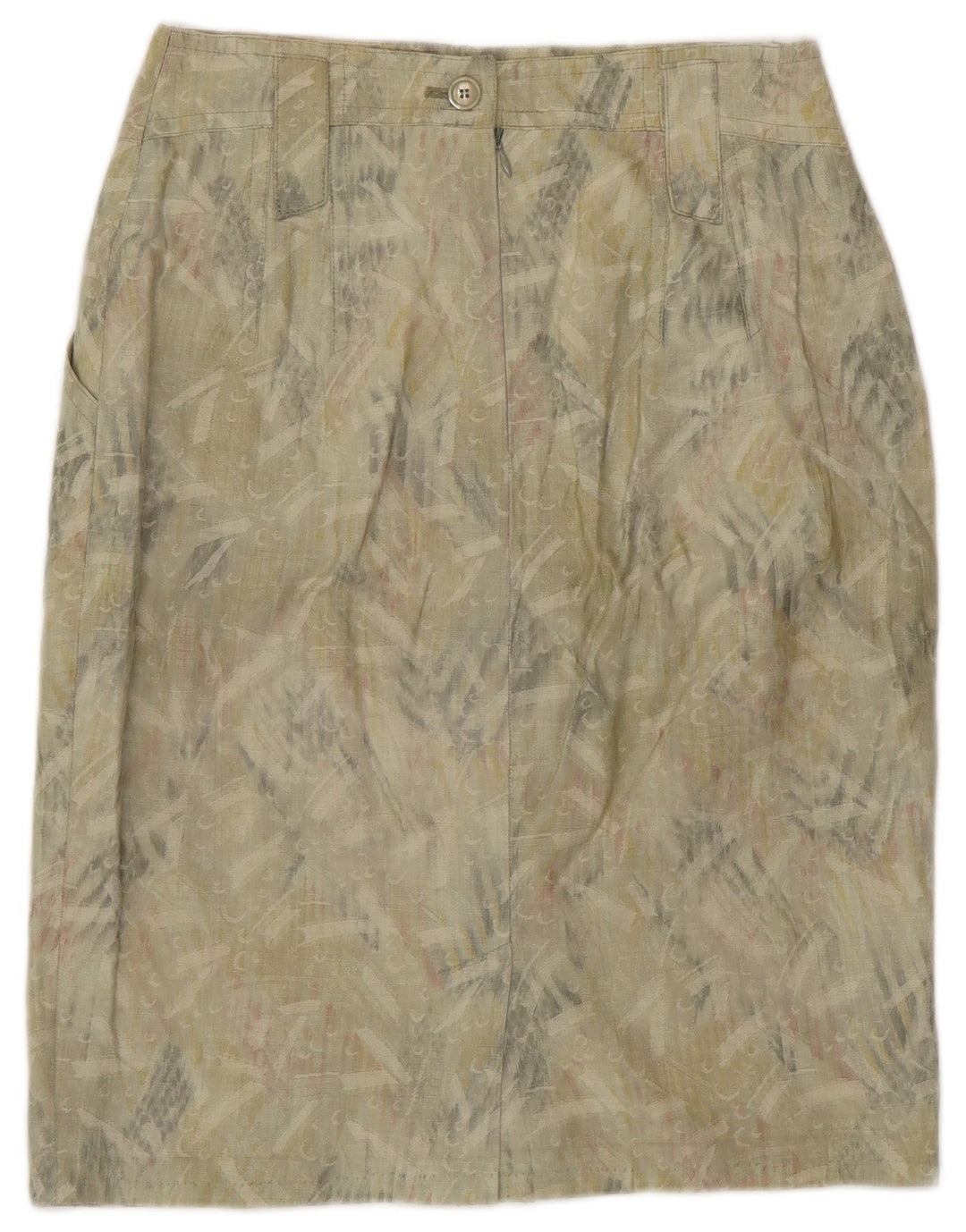 VINTAGE Womens Abstract Pattern Pencil Skirt W28 Medium Green