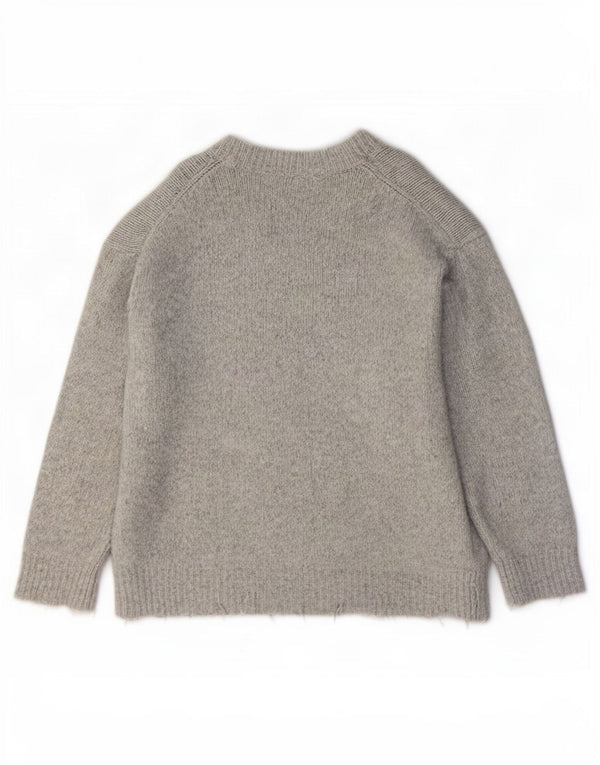 Zara Femme Pull Oversize Col Bateau UK 10 Petit Gris Acrylique
