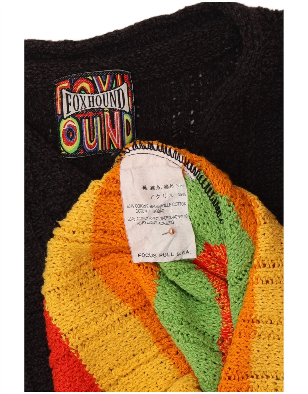 FOXHOUND Pull col en V pour homme en coton rayé noir