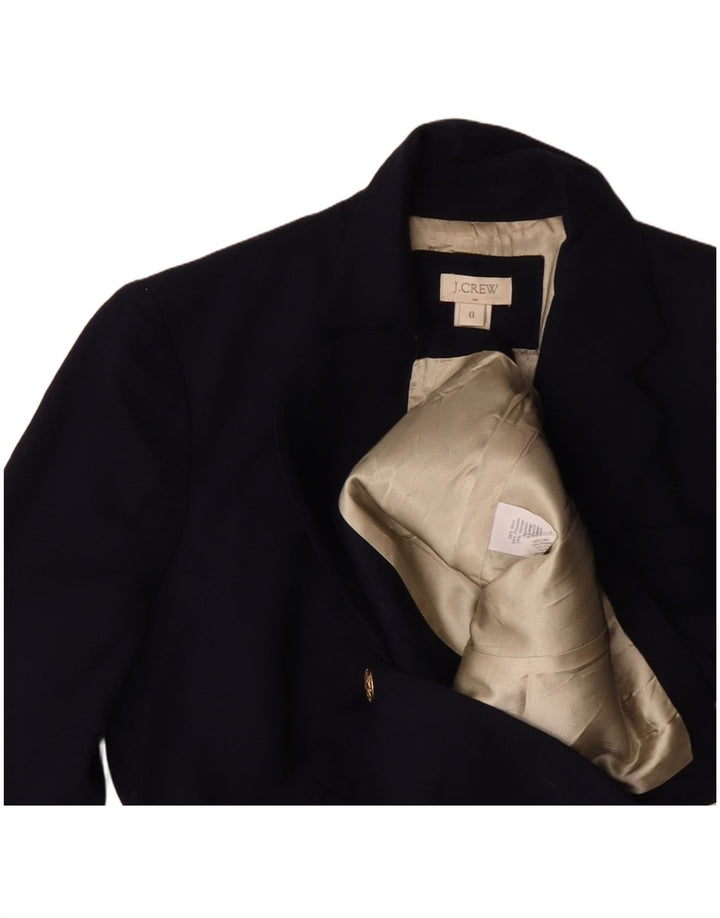 J. CREW Veste Blazer 2 Boutons Femme US 0 XS Bleu Marine Laine