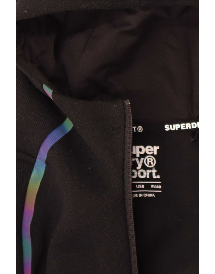 Superdry Pull à capuche zippé graphique pour femme UK 12 Noir moyen Polyester