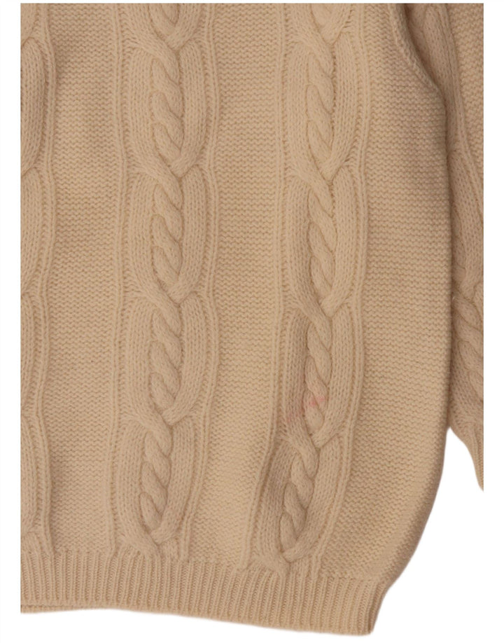 Benetton Pull à col roulé pour femme UK 14 Large en laine blanc cassé