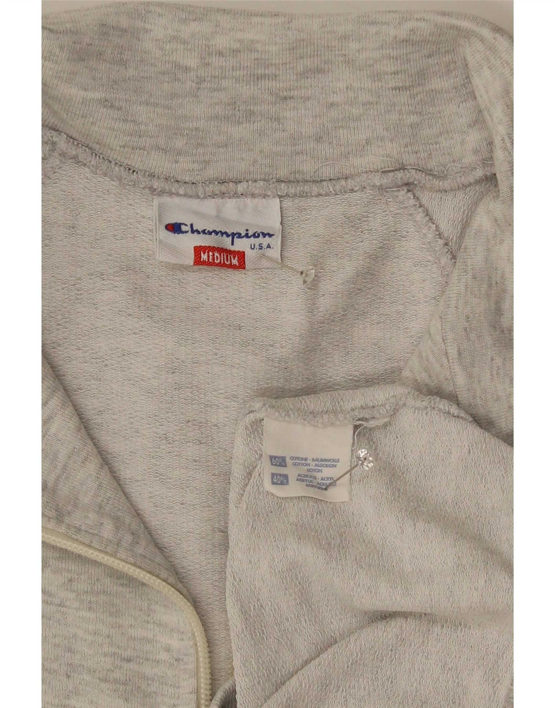 Champion Sweat-Shirt Graphique à Col Zippé Homme Gris Moyen Colorblock