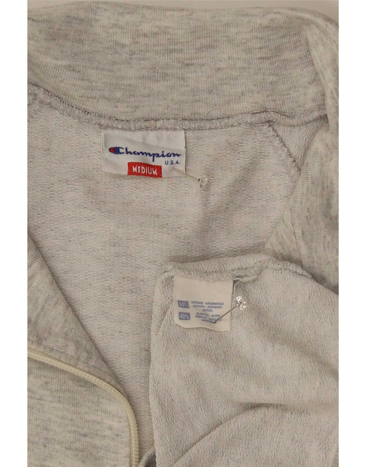 Champion Sweat-Shirt Graphique à Col Zippé Homme Gris Moyen Colorblock