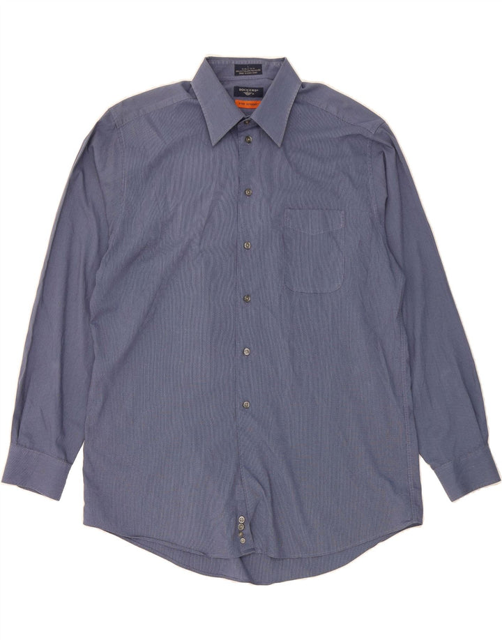 DOCKERS Mens Shirt Size 16 1/2 Large Navy Blue Cotton Vintage Dockers and Second-Hand Dockers from Messina Hembry 