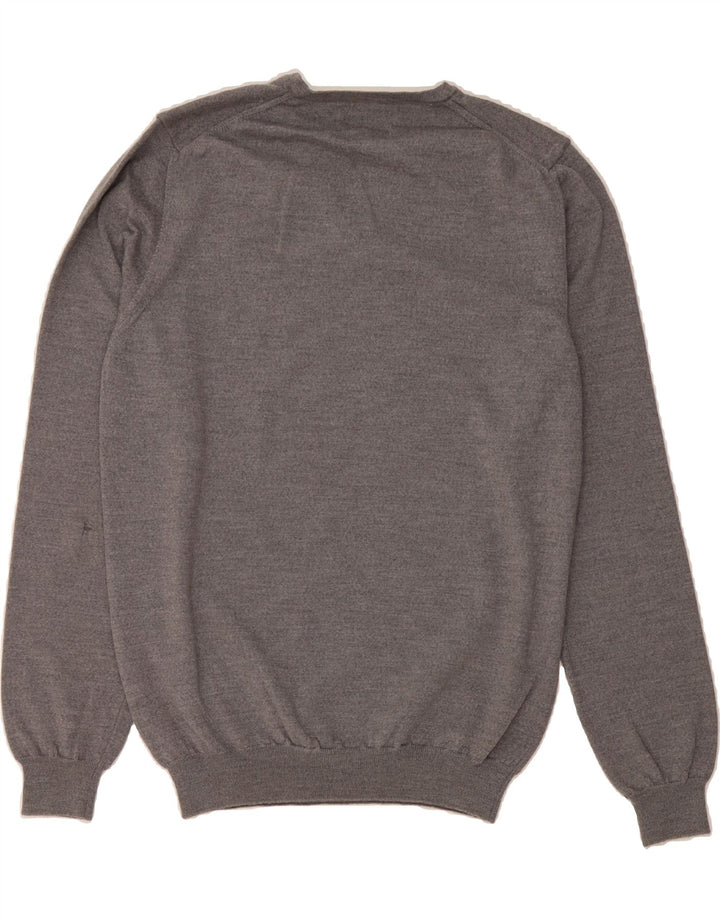 GANT Mens V-Neck Jumper Sweater Medium Grey Wool Vintage Gant and Second-Hand Gant from Messina Hembry 