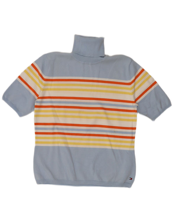 Tommy Hilfiger Pull col roulé pour femme UK 14 Large Bleu Rayé