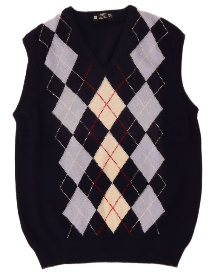 ST MICHAEL Débardeur Homme IT 52/54 Large Bleu Marine Argyle/Diamant