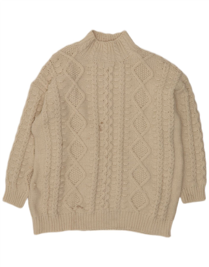 Zara Pull surdimensionné à col roulé pour femme UK 16 Large Beige