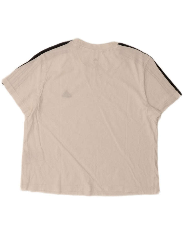 Adidas T-shirt graphique pour femme UK 14 en coton blanc moyen