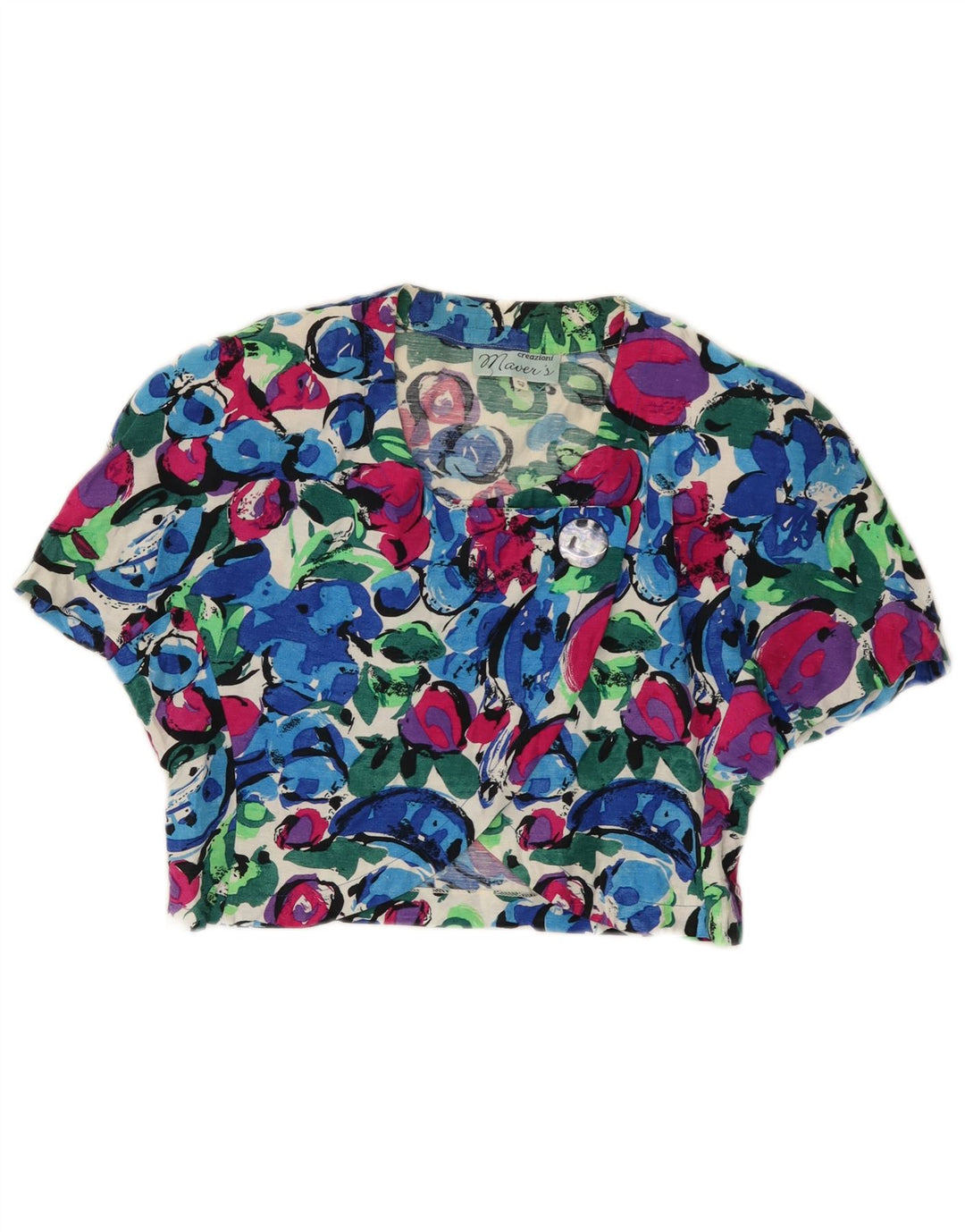 vintage Womens Crop Shirt Blouse IT 42 Moyen Multicolore Floral