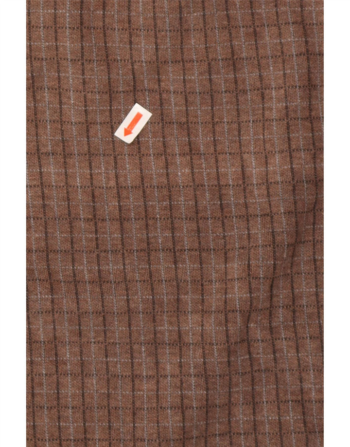 Izod Sweat-shirt à col zippé pour homme en coton à carreaux marron moyen