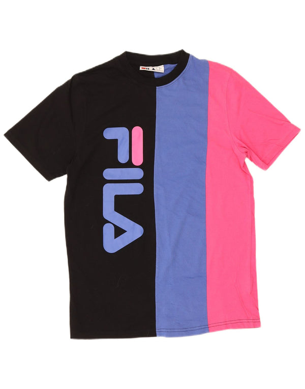 Fila Homme Graphic T-Shirt Top Small Multicolore Colourblock Coton