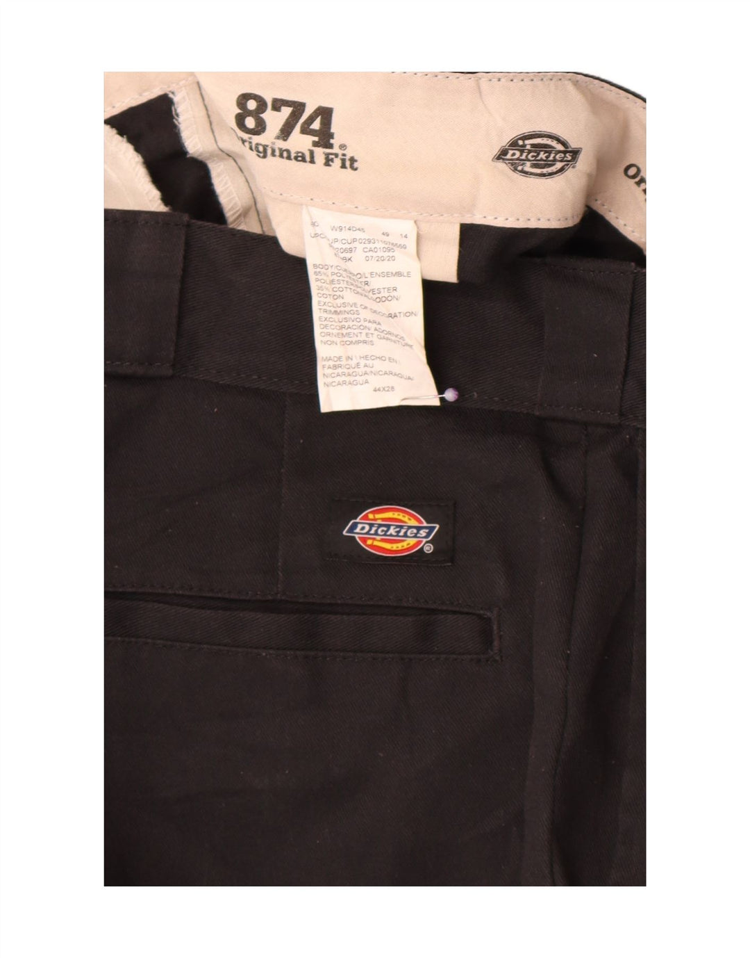 Dickies Pantalon Court 874 Coupe Originale Homme W44 L23 Noir Polyester