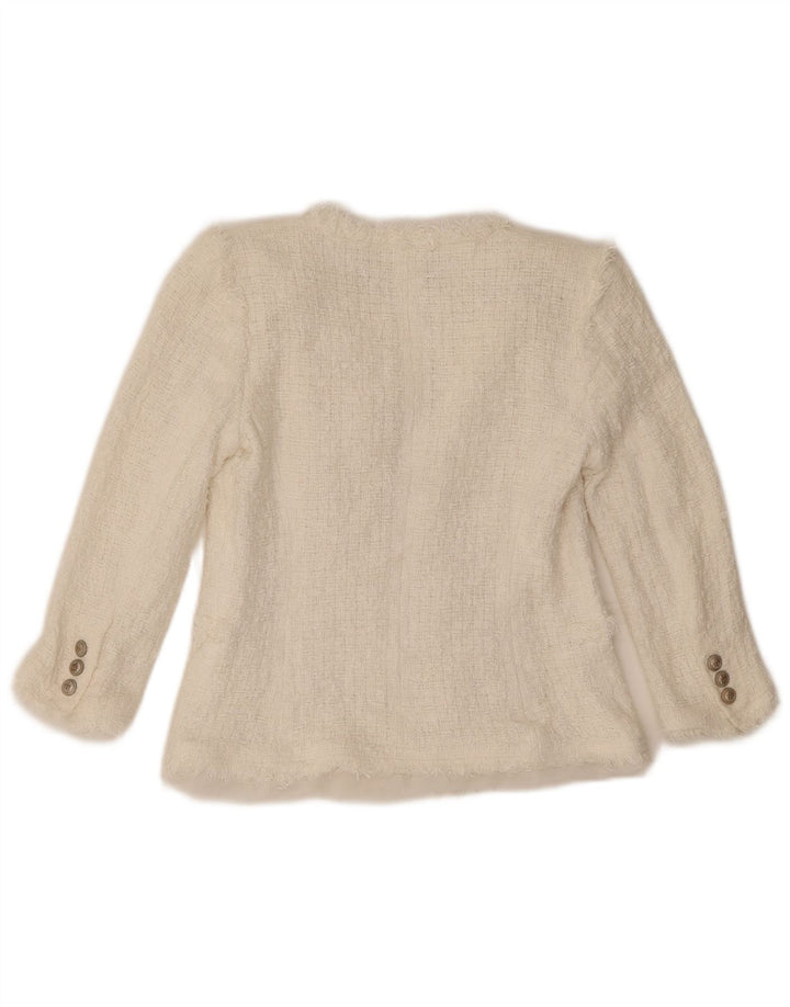 Zara Veste blazer courte à manches 3/4 pour femme UK 8 Small Blanc