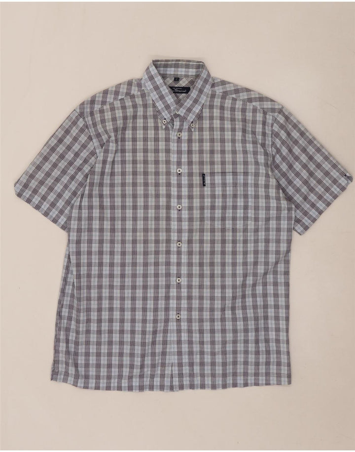 BEN SHERMAN Chemise à manches courtes pour homme à carreaux bleus