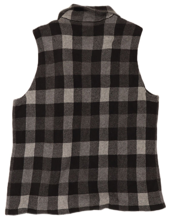 Chaps Cardigan sans manches pour femme UK 18 XL en coton vichy gris