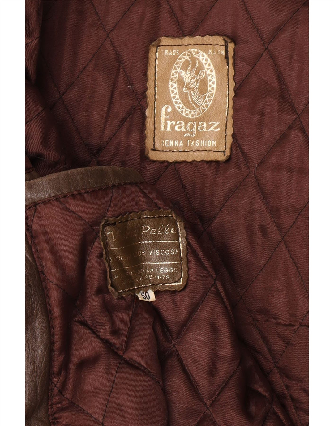 veste en cuir homme vintage IT 50 Grand cuir marron