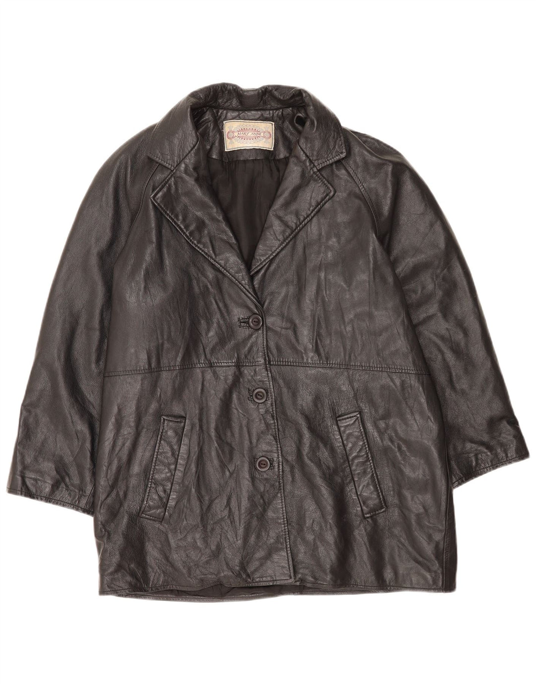 Mary Anne Veste en cuir pour femme UK 18 XL Noir