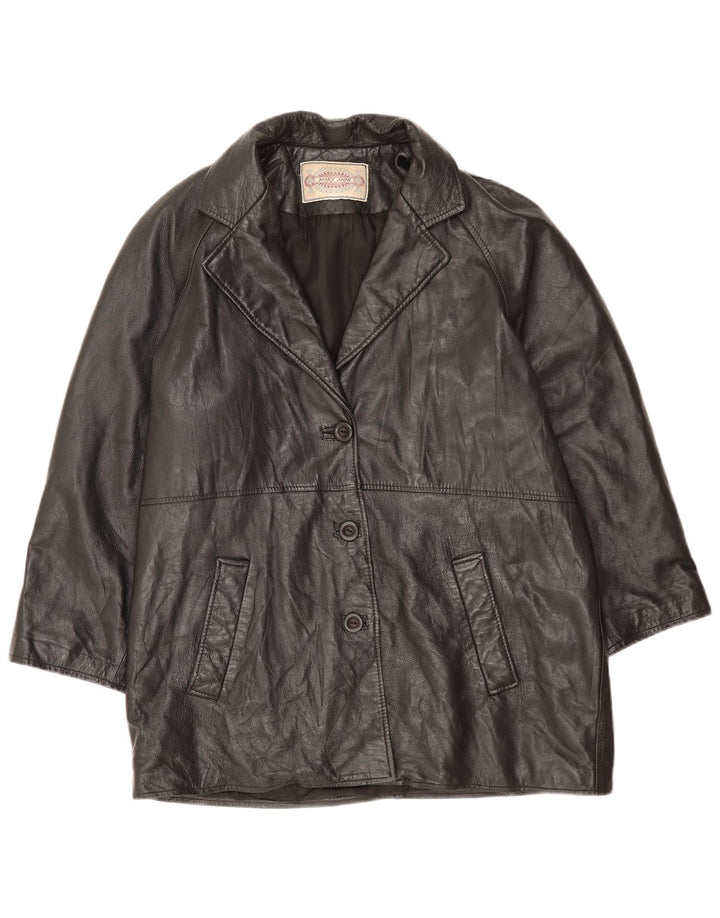 Mary Anne Veste en cuir pour femme UK 18 XL Noir