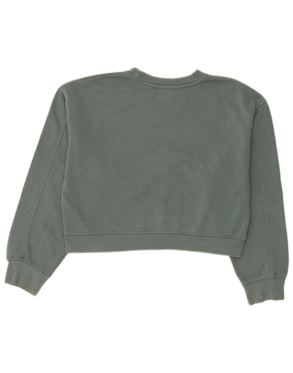 Zara Womens Crop Oversize Sweatshirt Jumper UK 14 Moyen Vert Coton
