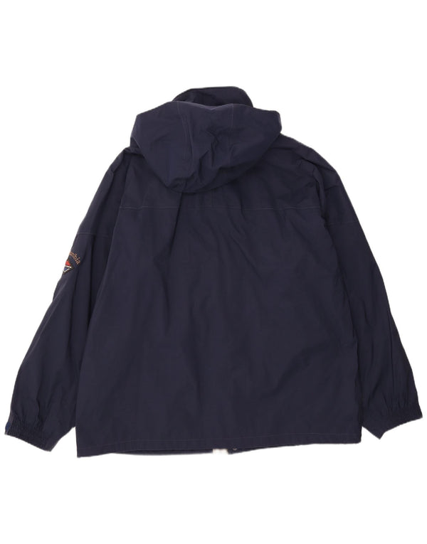 Columbia Veste coupe-vent surdimensionnée à capuche pour homme UK 42 XL Bleu marine Nylon