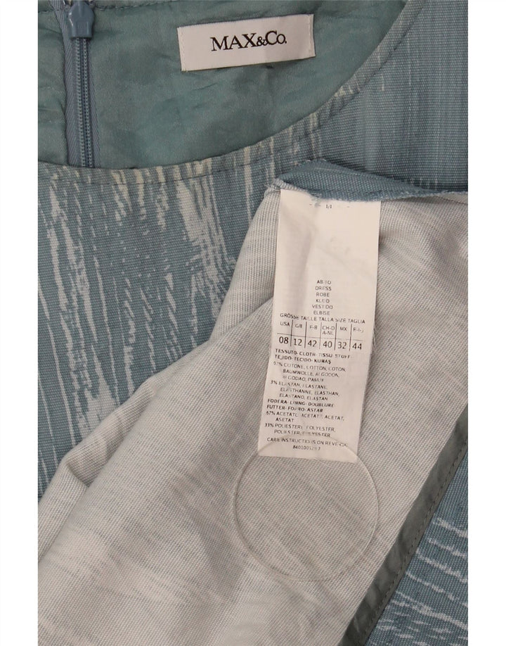 Max & Co. Robe trapèze pour femme UK 42 en acétate moucheté bleu moyen