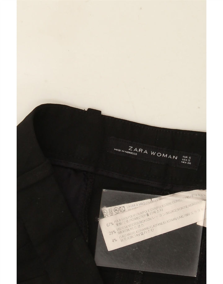 Pantalon Chino Droit Femme ZARA Petit W26 L26 Noir Polyester