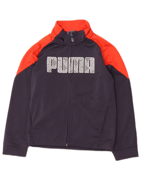 Puma Veste de survêtement graphique pour garçon 7-8 ans Bleu marine Colourblock