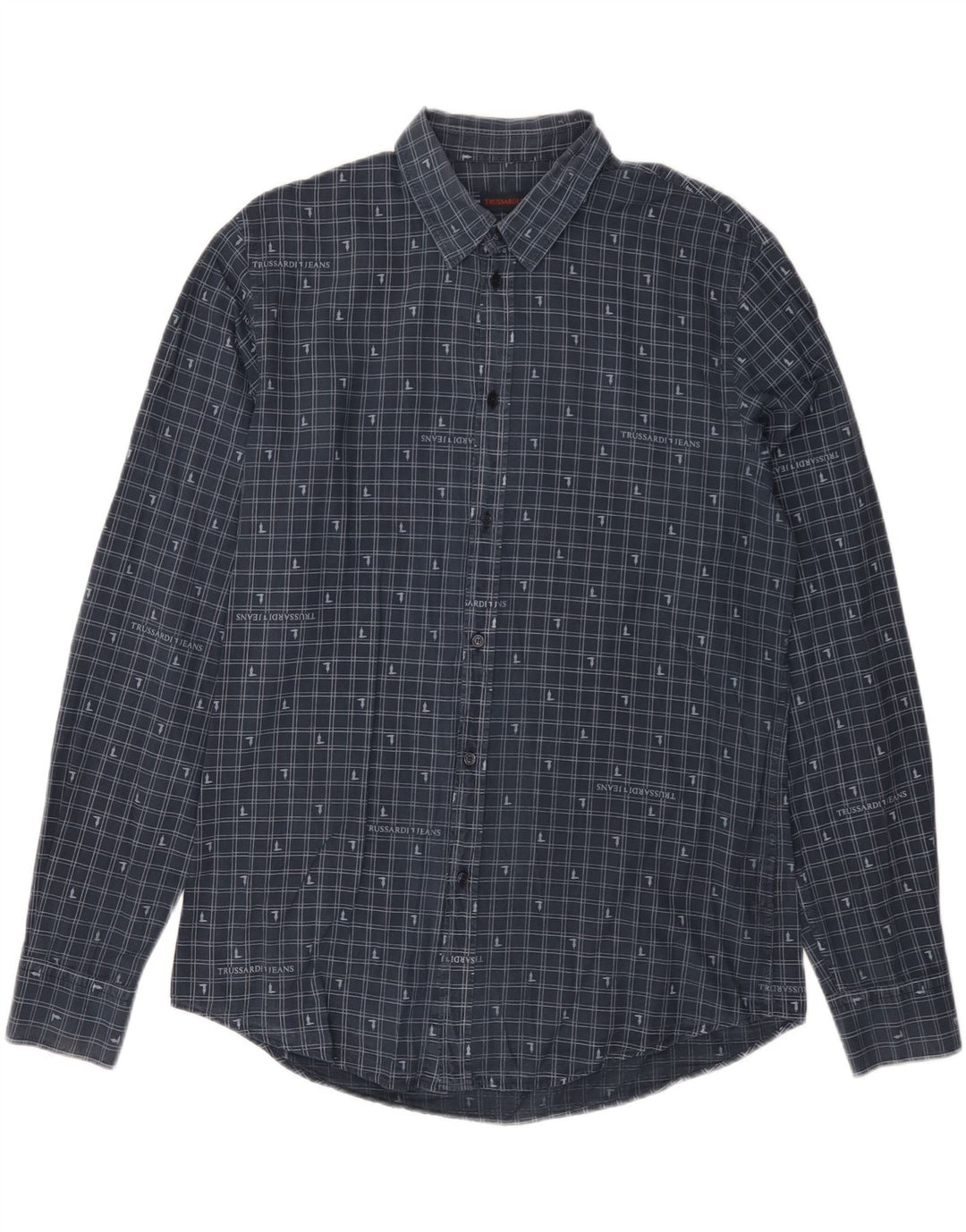 Trussardi Jeans Chemise Homme Taille 42 Large Bleu Marine Vichy