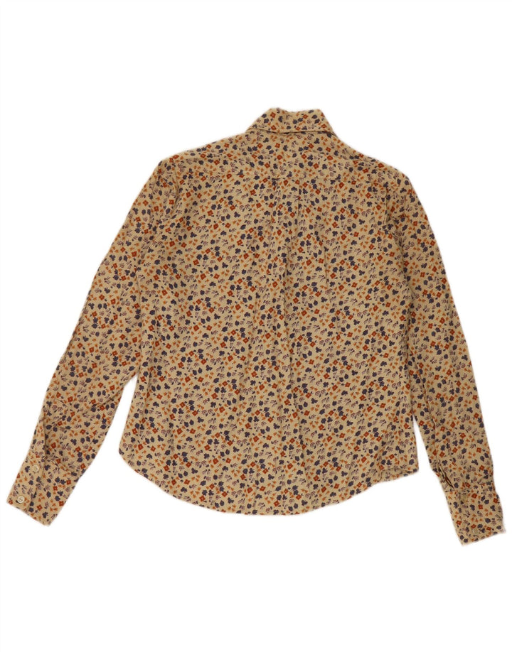 Chemise femme vintage UK 12 Floral Beige Moyen