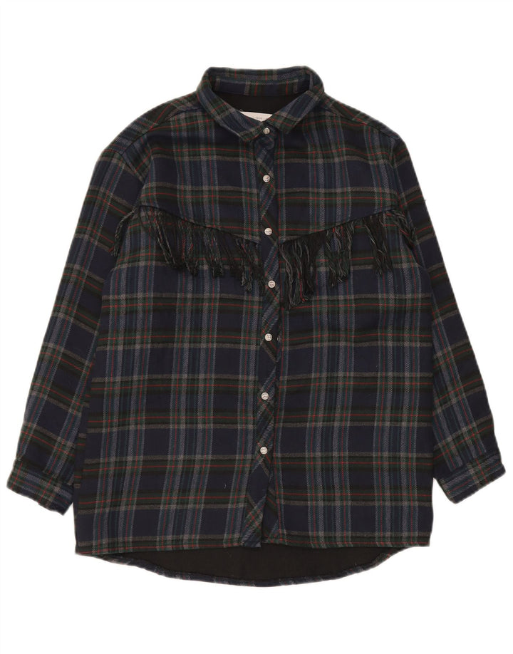 Zara Garçon Surchemise Flanelle Chemise 13-14 ans Bleu Marine Carreaux Polyester
