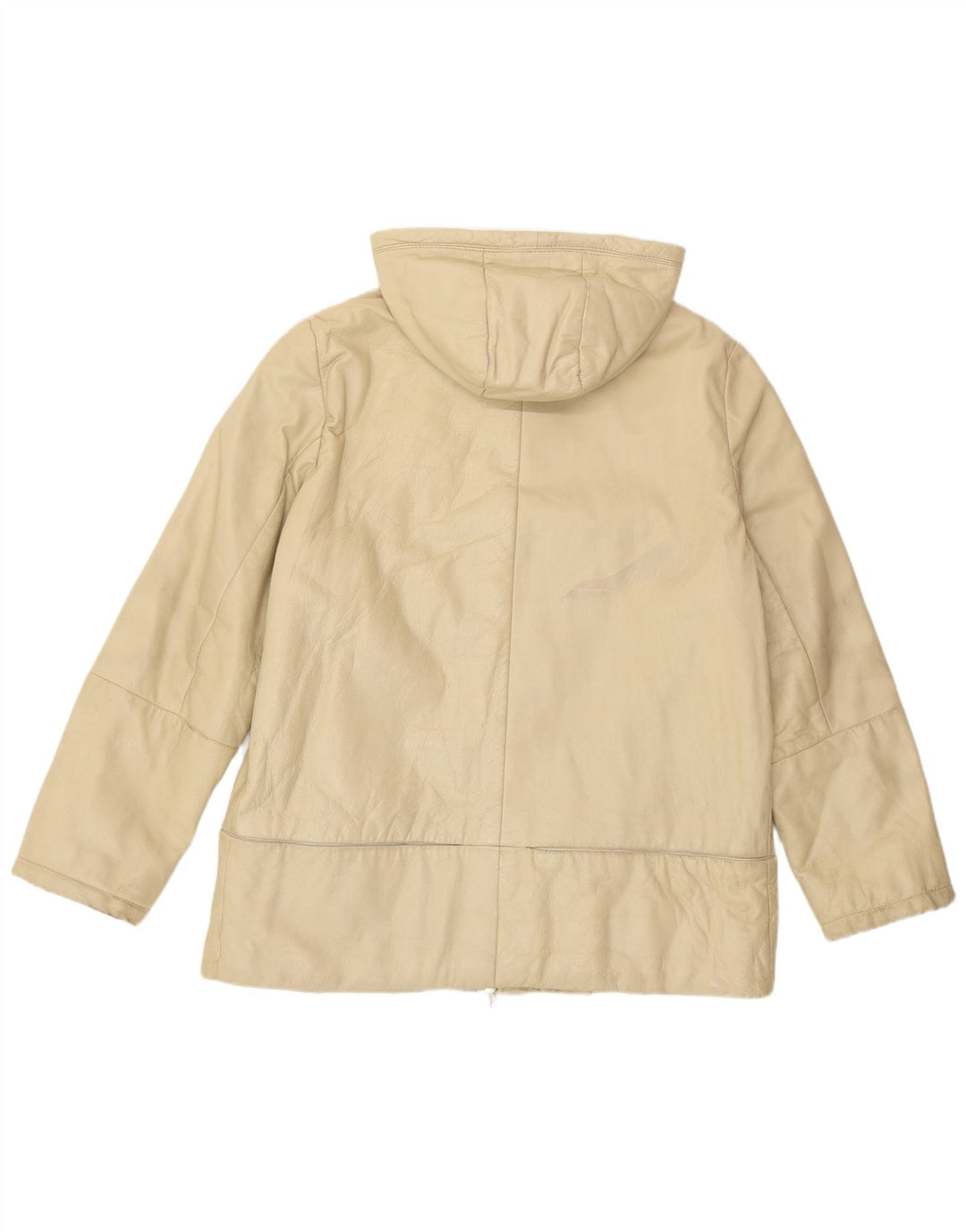 veste en cuir à capuche femme vintage IT 46 Grand cuir beige