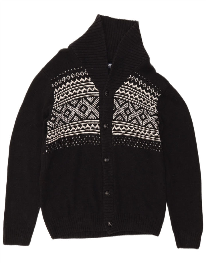 CHAPS Pull Cardigan Homme Petit Noir Fair Isle Coton