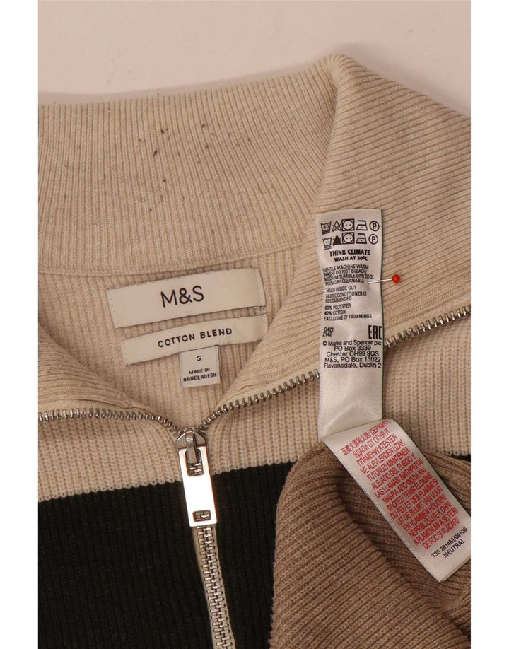 Marks & Spencer Pull à col zippé pour homme Small Beige Colourblock