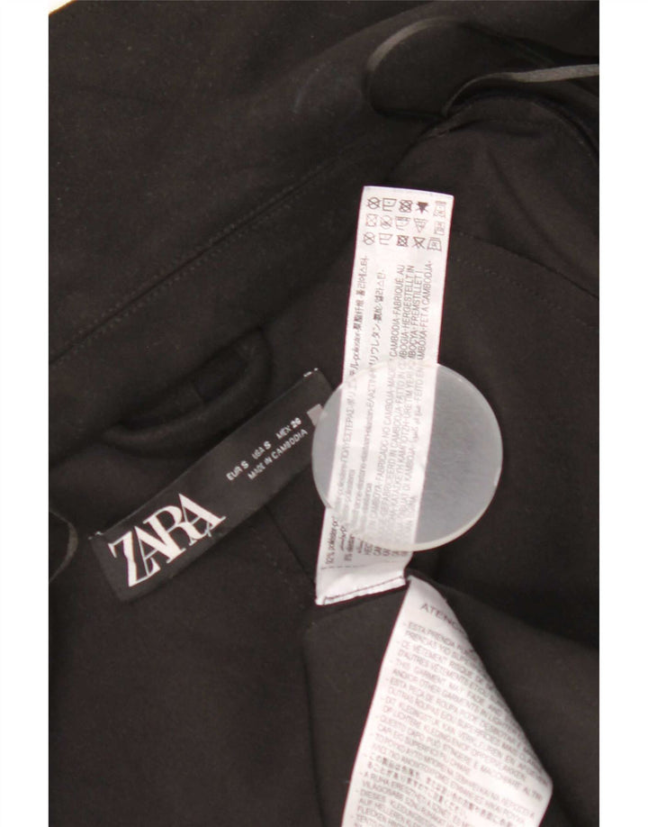 Zara Womens Open Oversize Pardessus UK 10 Petit Noir Polyester Classique