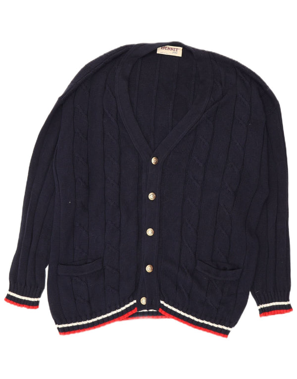 Bennett's Cardigan Homme Pull IT 56 XL Bleu Marine Rayé Coton
