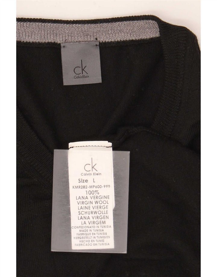 Calvin Klein Pull col V pour homme en laine vierge noire Taille L