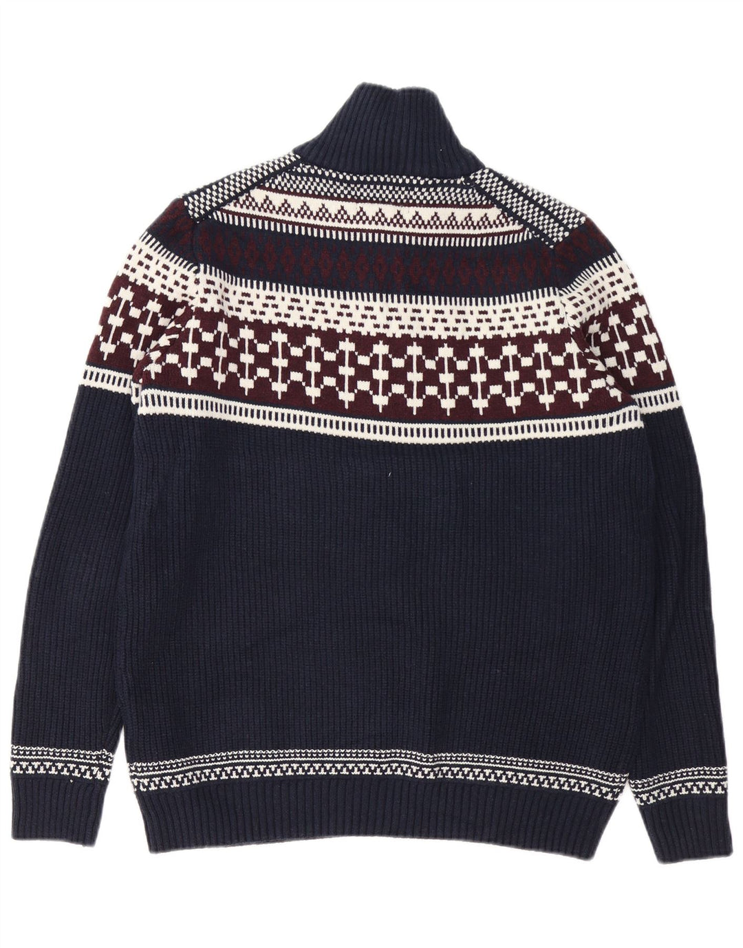 Marks & Spencer Pull à col zippé pour homme Taille L Bleu marine Fair Isle