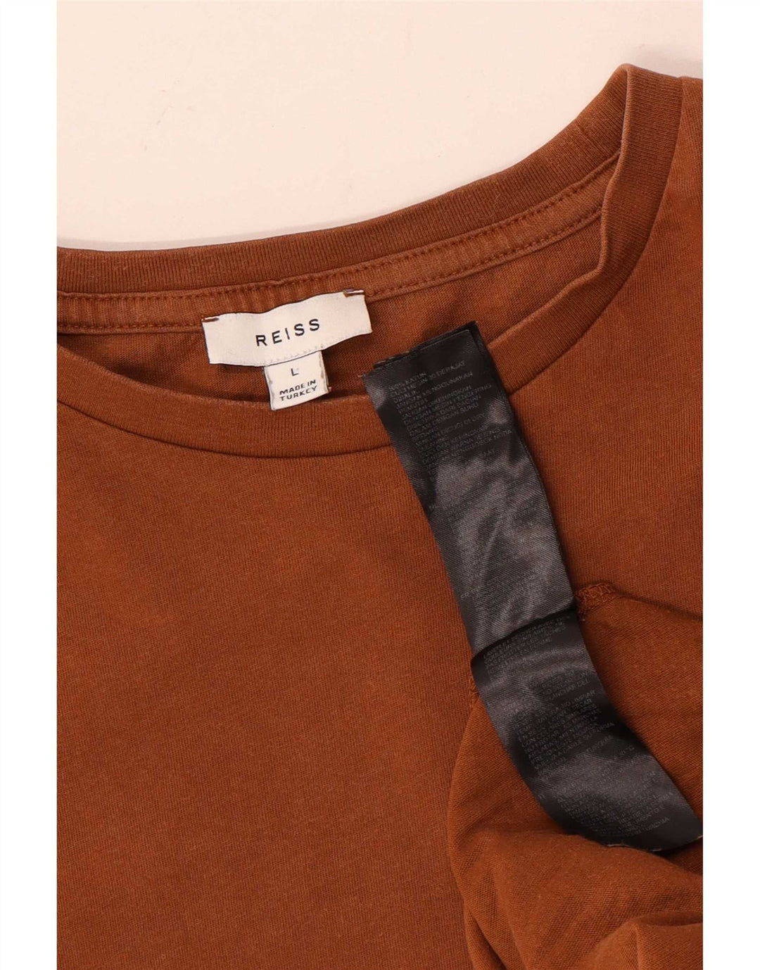 Reiss Femme T-Shirt Top Large Marron Coton