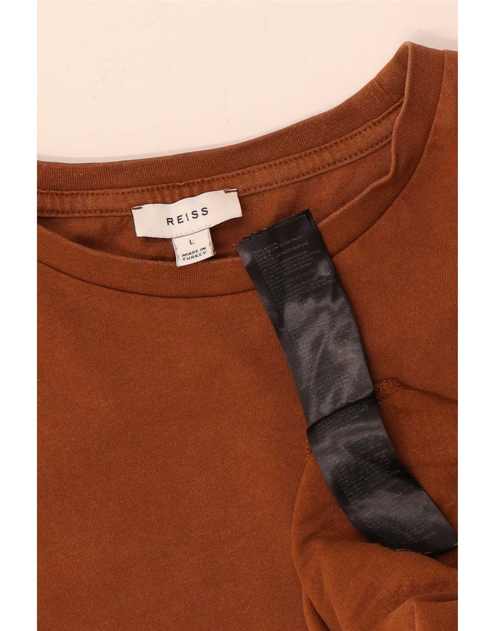 Reiss Femme T-Shirt Top Large Marron Coton
